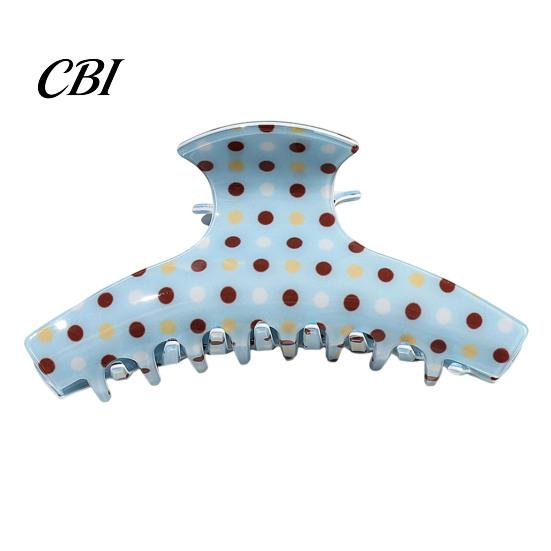 Sturdy Hair Claw Clip Back Head Claw, Strong Bite Force Clip, Dot Print Large for Women Anti-Slip Teeth Accessory Daily Wear Metal Spring