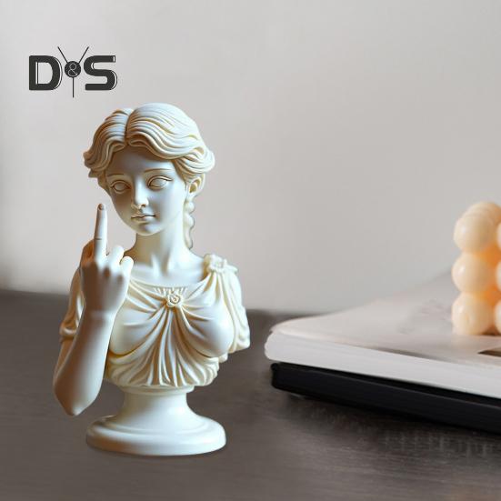 Middle Finger Women Bust Statue Women with Attitude Resin Sculpture Figurine Home Office Bookshelf Desktop Decoration Ornament