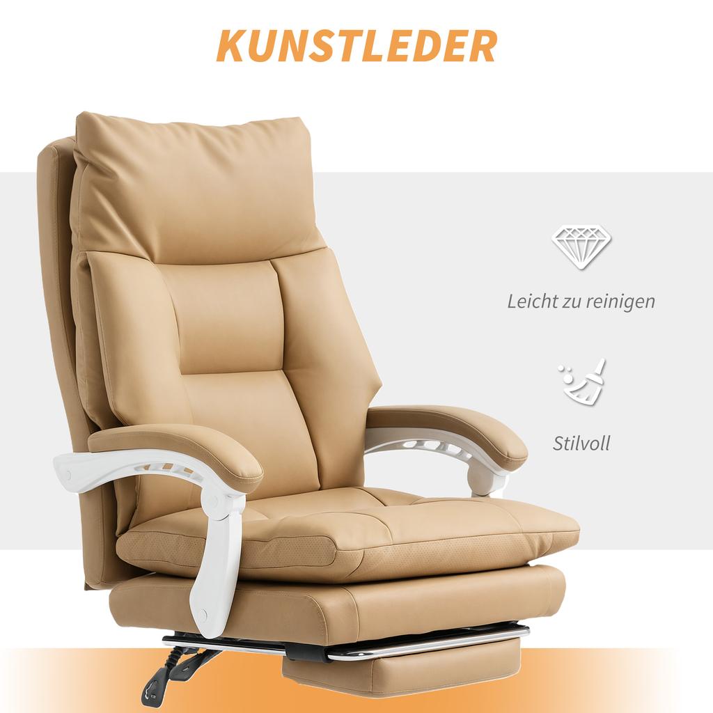 Office Chair Ergonomic Desk Chair with Lumbar Support, Footrest Light Brown