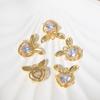 Golden Plated Copper Cute Rabbit Charms Pendants with Clear Zirconia, DIY Jewelry Making Supplies for Earrings Necklaces, Sweet Girly Gift for Women