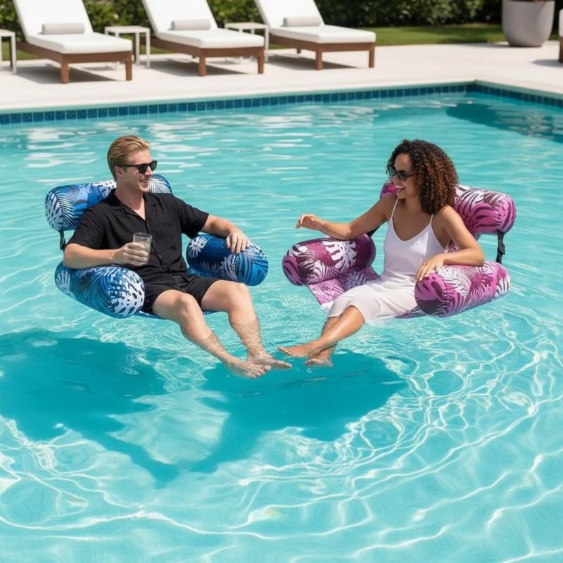 1Pcs New Inflatable Pool Floats Chairs With Armrests And Backrests Pvc Floating Lounger Sofa Summer Pool For Adults And Children