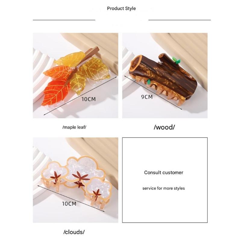 Nature Charm Tree Stump Design Hair Clip Geometric Cloud Pattern Acrylic Hair Accessory For Women Girls
