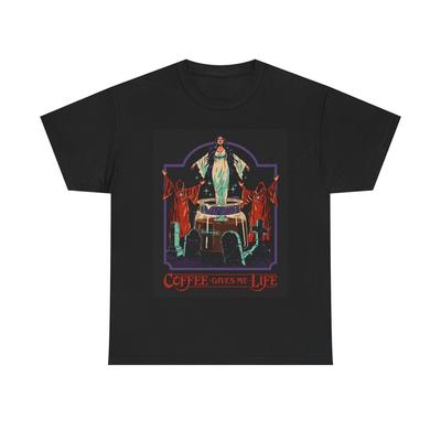 Kaffee gibt mir Leben T-Shirt Lustige Vintage Kunst Unisex Schweres Baumwoll-T-Shirt