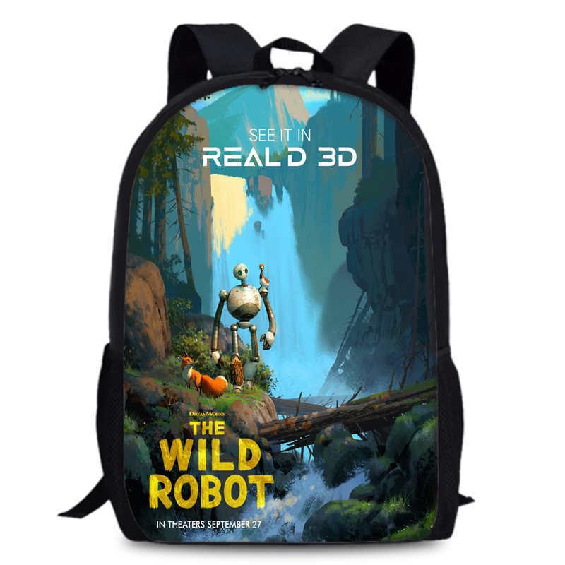 Large Capacity Wild Robot 15 Inch Backpack For Students And Children In Versatile Colors