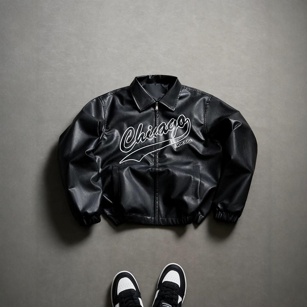European size men's leather jacket jacket men's fashion slim-fit locomotive clothing pu leather casual top