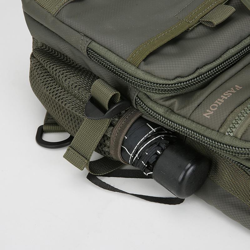 Casual Multi Pockets Men Chest Bag Shoulder Bag Multifunction Sports Message Bag Solid Color Cloth Crossbody Bag Travel