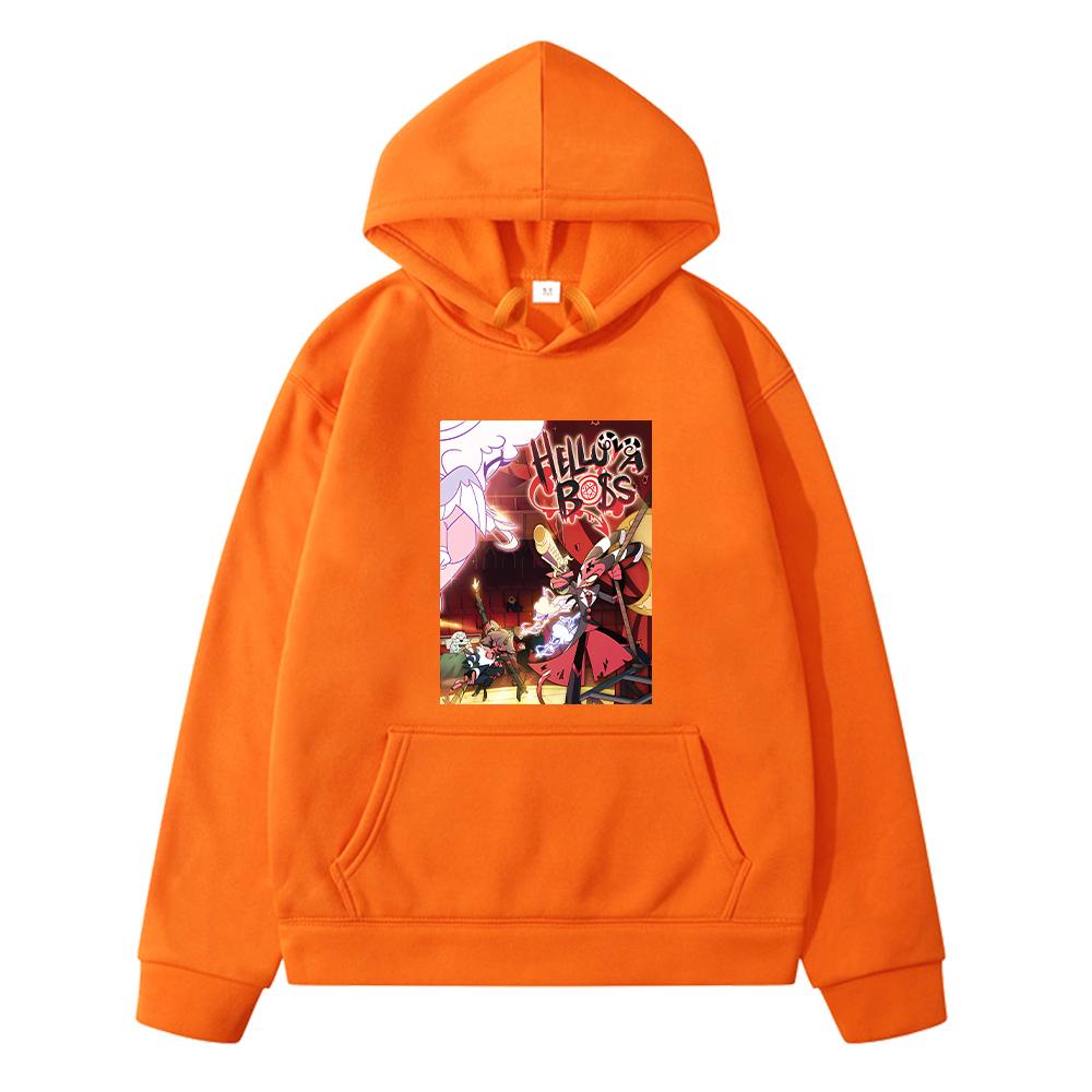 Comfortable Helluva Boss Print Long Hoodie Boys Sweatshirt Autumn Pullover Anime Hoodie Fleece Jacket Kids Christmas Girls