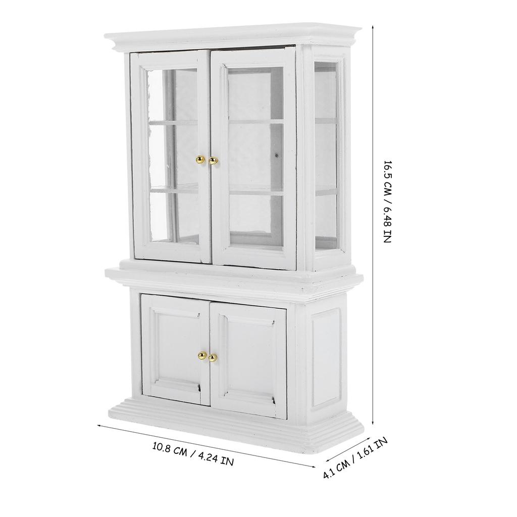 Miniature Cabinet 1:12 Scale Wooden Glass Mini House Cabinet Small Display Decorative Furniture Furniture