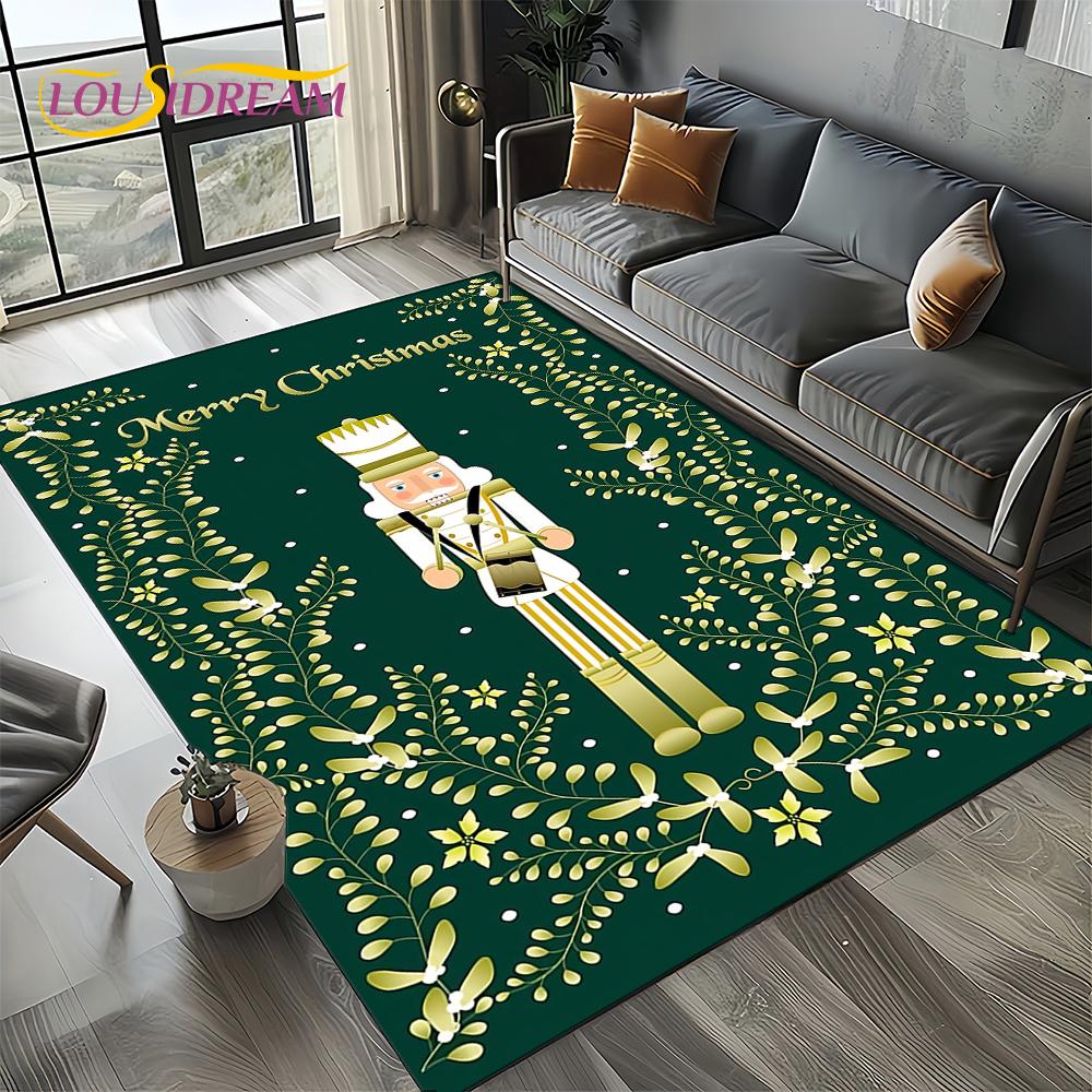 Christmas Tree New Year Nutcracker Cartoon Fairy Tales Carpet Rug for Living Room Bedroom Home Sofa Decoration,Kids Floor Mat