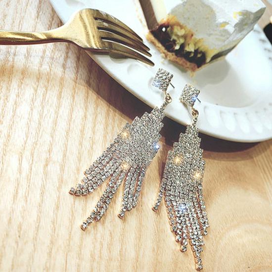 Pearl & Zircon Tassel Earrings
