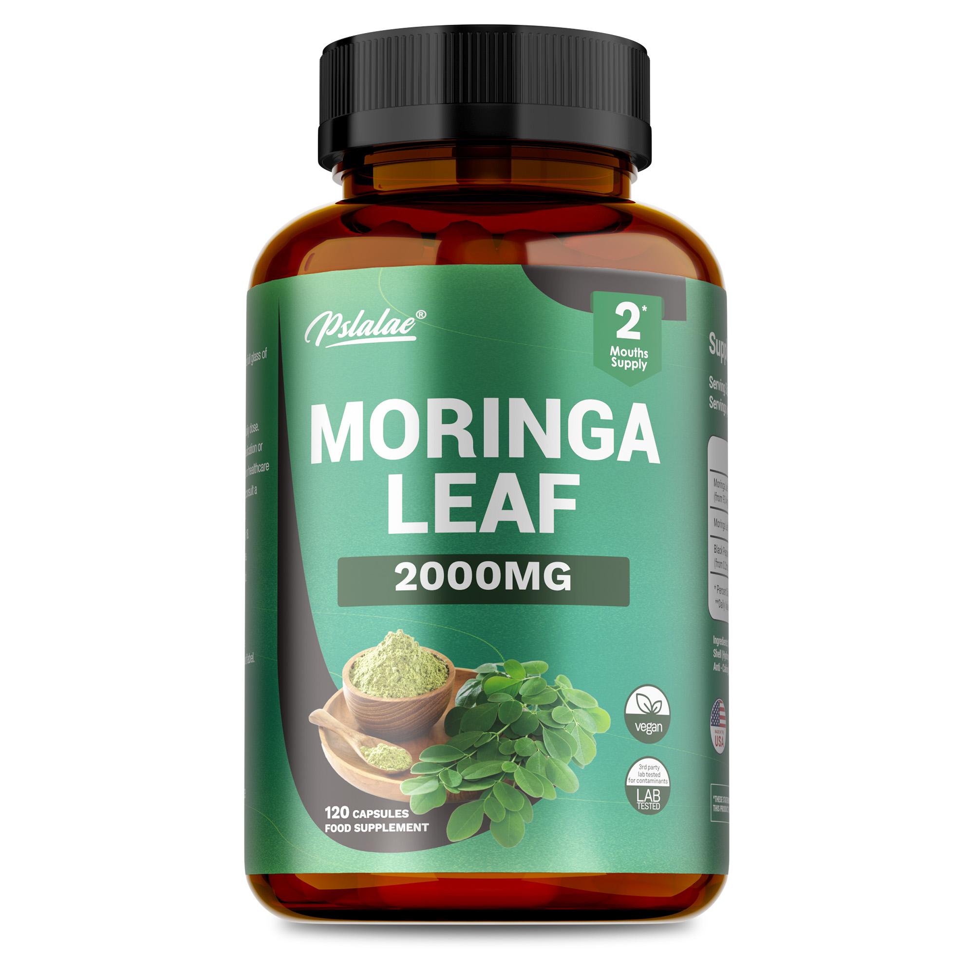 Pslalae Moringa Leaf Capsules, containing moringa leaf powder and black pepper, support daily nutrition and wellness. 120*1
