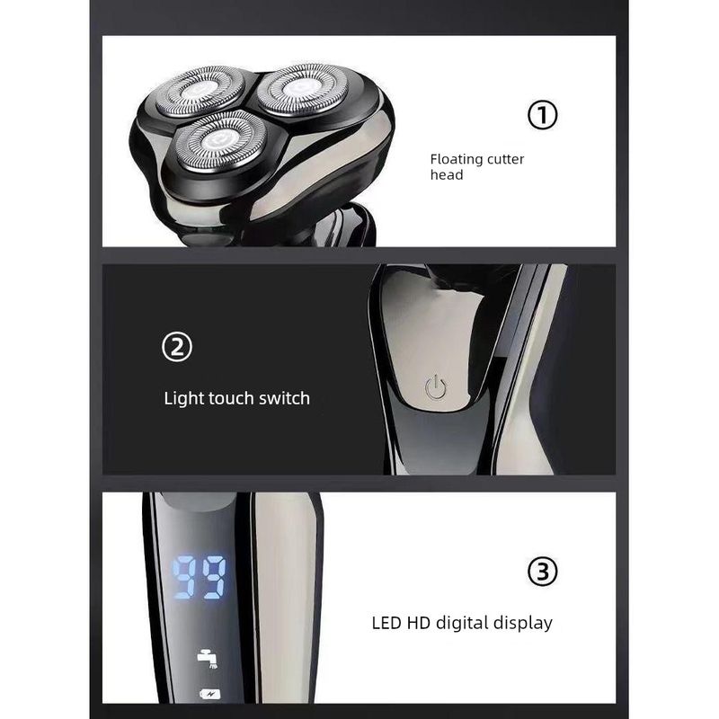 German 2025 New Arrival Electric Shaver Rechargeable 6d Multifunctional Fully Washable Men Three Cutter Head Shaver