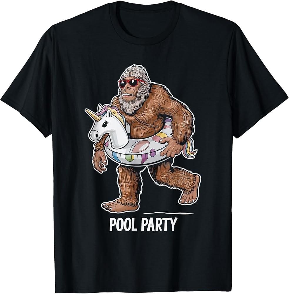 Pool Party Bigfoot Unicorn Sasquatch Summer Fun TShirt Unisex T-Shirt XXXL