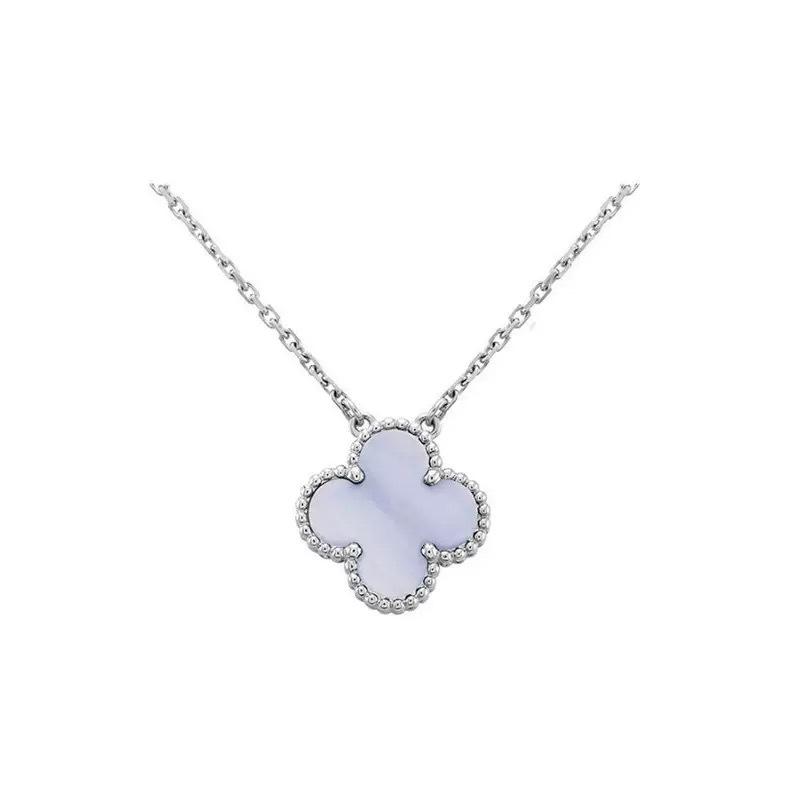 High-quality Four-leaf Clover Necklace 18K Natural Mother-of-pearl Rose Stone Light Luxury Necklace for Girlfriend