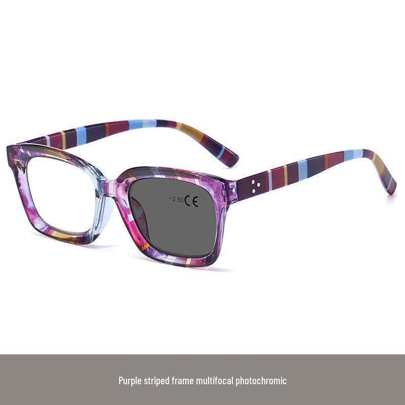 Unisex Multifocal Photochromic Blue Light Blocking Reading Glasses with Dual-Use for Distance and Reading, Ideal for Seniors