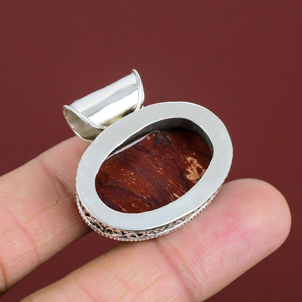 Red Snakeskin Jasper Pendant Gemstone Pendant Vintage Pendant 925 Sterling Silver Pendant Amazing Jewelry Handmade Pendant Gifts For Mother