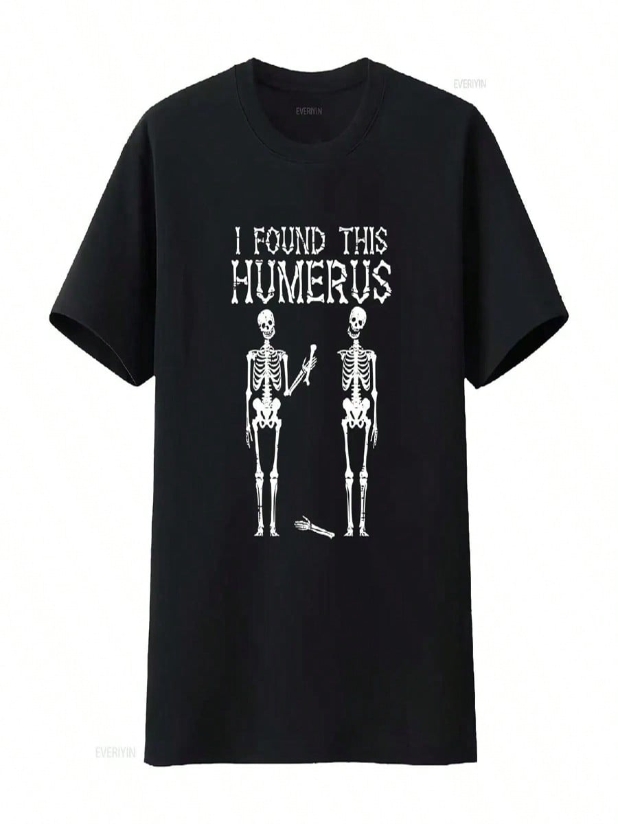 I Found This Humerus T Shirt Funny Bone Skeleton Costume Halloween Pun Vintage Washed Designer Clothes Top For Everyday Wear S разноцветный