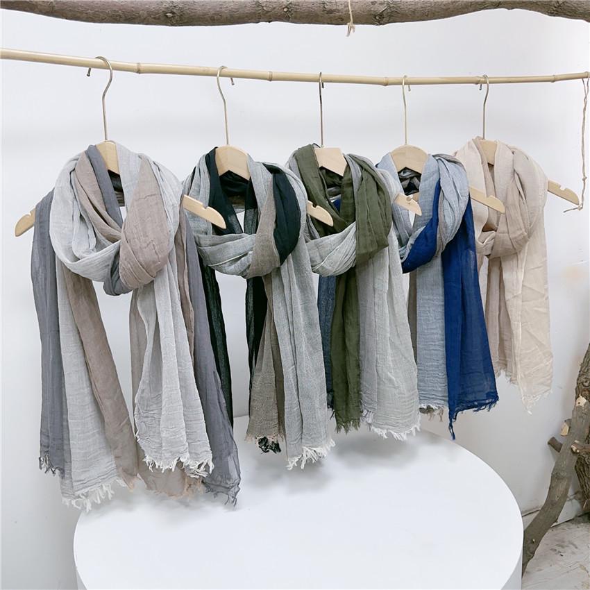 Spring/Summer Dewy Linen Scarf - Retro Japanese & Korean Style, Natural Color, Sunscreen Scarf.
