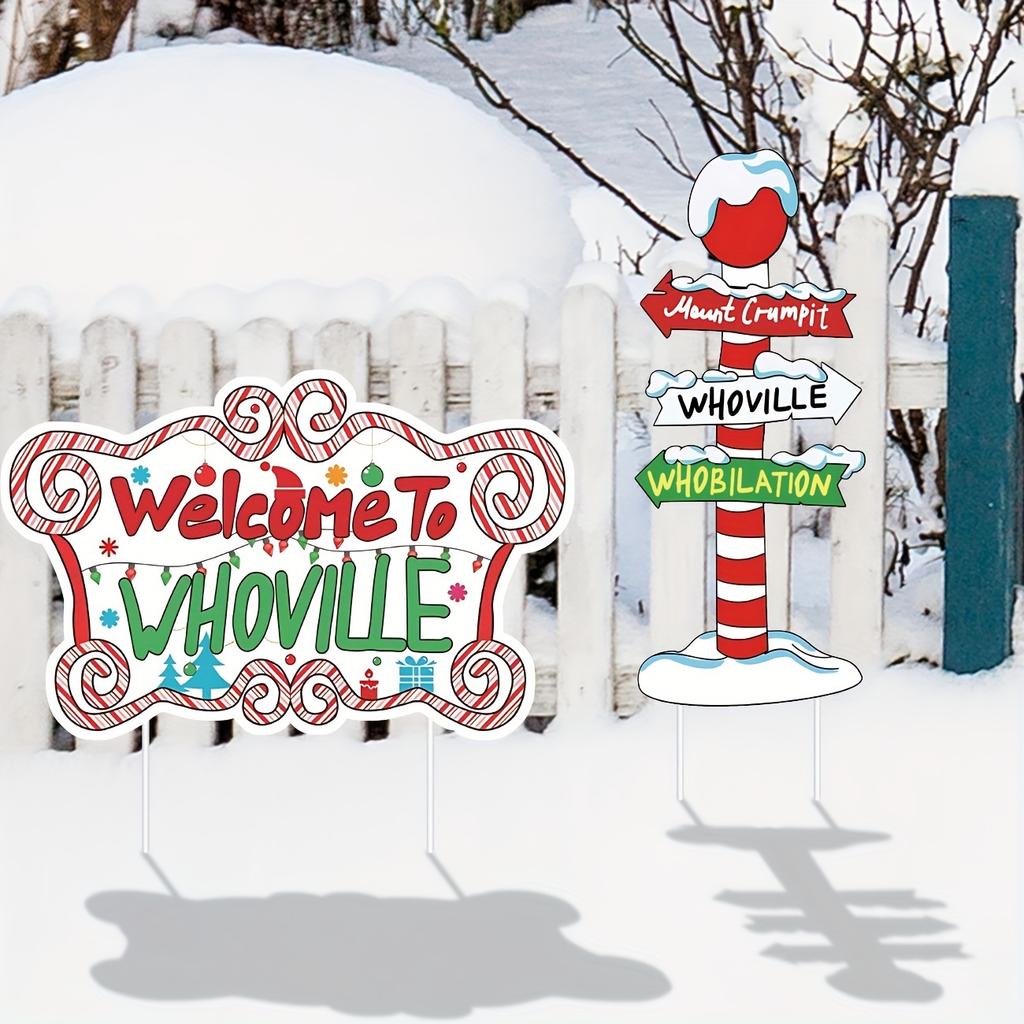 Merry Christmas Decorations, Welcome To Whovilve Yard Signs Stakes,Christmas Lawn Garden Pathway Decorations for Home Decor Outd