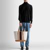 Bally Logo Embroidered Stripe Open Fabric Tote Bag Men Tote Bags Beige 6304841