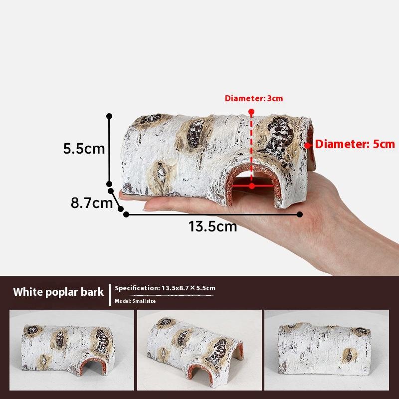 1 Stück Langlebige Birkenholz-Textur Pvc Unterschlupf Reptilien Versteckhöhle für Echsen und Amphibien Häutung Entspannung & Spiel