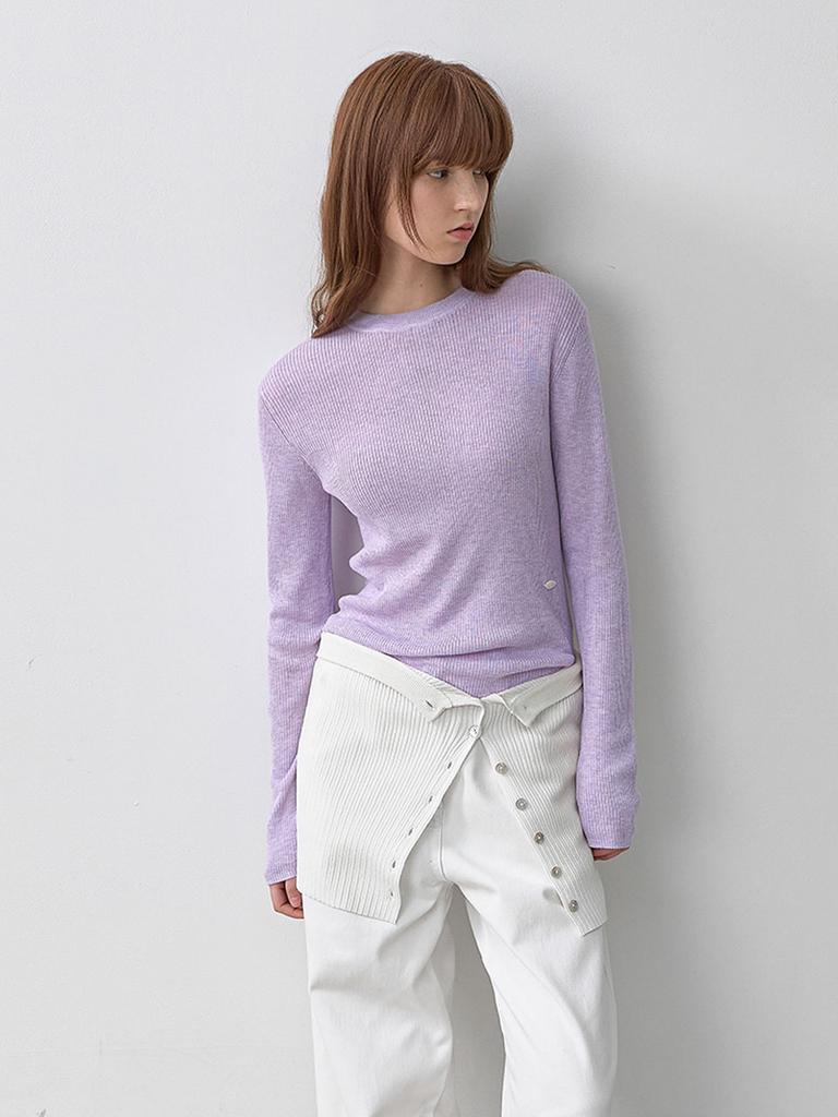 ATELIER NAIN An Sheer Fresh Ribbed Slim Knit (T-7190)