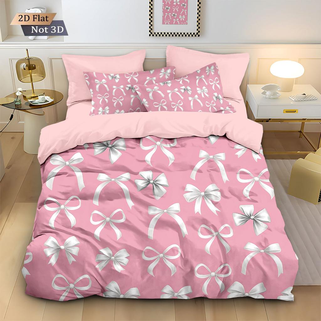 Comforter Cute Bow Love Bedding Set Ladies' Gift Pink Girl'S Room Decoration Single Double Large Size