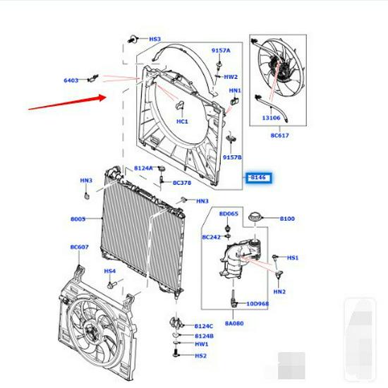 LR057118 Radiator Fan Shroud for 2014 Land Rover Range Rover Sport