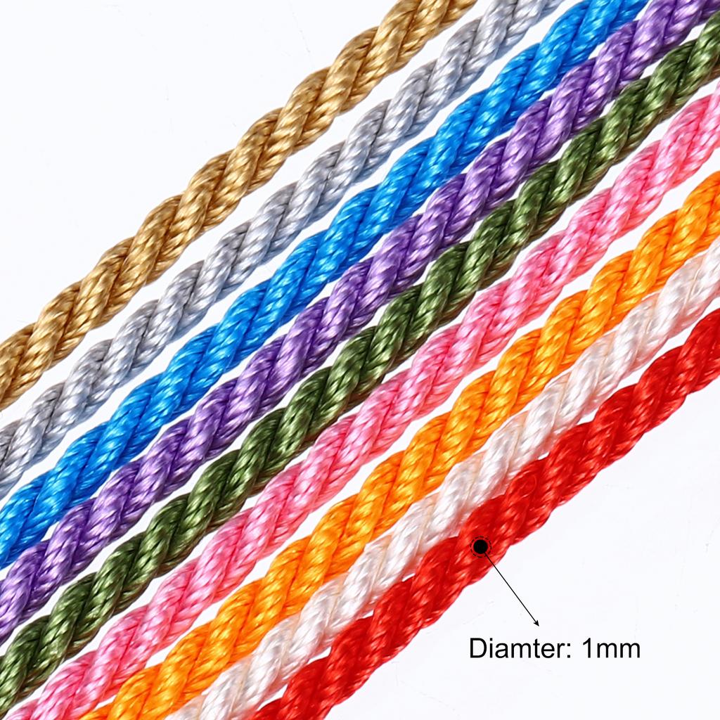 Uxcell Kroucená šňůra 11 yardů 1 mm 3pramenná provázek Pletená šňůra Lesklá nit Šňůrka pro řemesla Dárková taška Závěs Vánoční dekorace