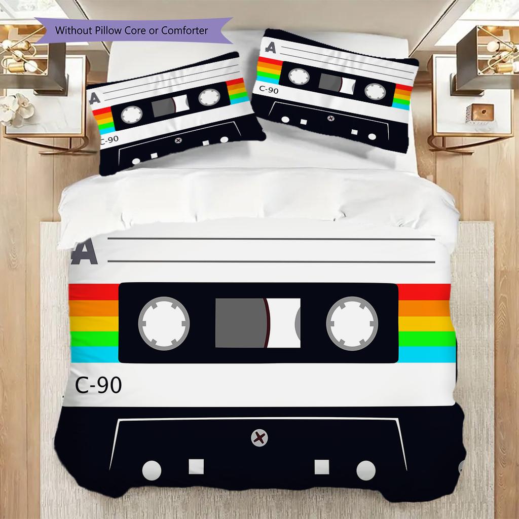 1PC Music, Guitar Theme Bedding Quilt Set Quilt Cover Pillowcase Home Decoration Birthday Gift (1 * Duvet Cover + 8 * Pillowcase, Without Core)