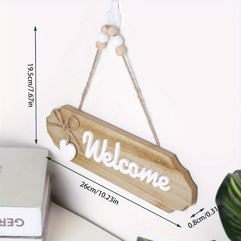 Vintage Welcome Sign Hanging Decor with Small Heart Ornament Home Kitchen Bathroom Living Room Bedroom Restaurant Outdoor Use