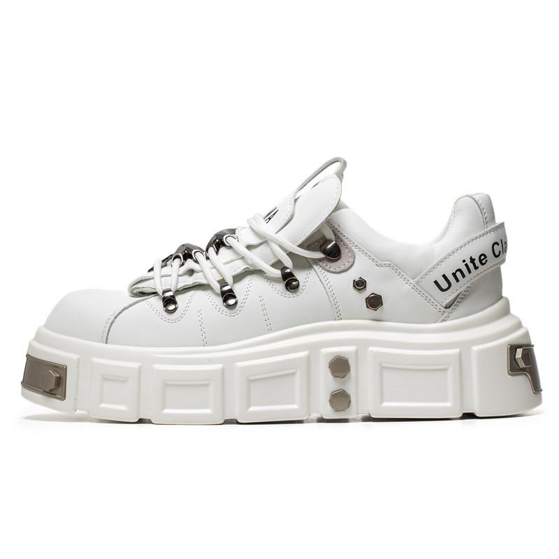 Men's Shoes Platform Heightening Leisure Sports Muffin Board Shoes Spring and Autumn Teenagers Personality Heavy Metal Large Size Trendy Shoes