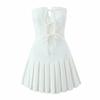 Holiday Princess Meshki Is Extremely Beautiful and Pure. I Want Girlish Style Chest Bows Strapless Dress Slim-Fit Pleated Skirt Dress