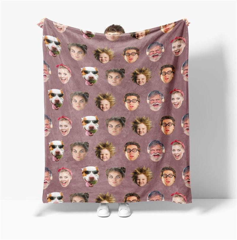 Funny Face Blanket, Father’S Day Gift Dad, Customized Teen Birthday Gift, For Friends Picture Blanket, Unique Holiday Gift