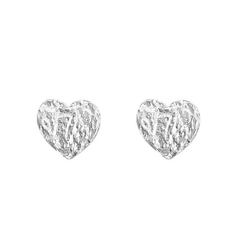 Beixi s925 Sterling Silver Lava Heart Stud Earrings - Women s Cool, Simple Heart-Shaped Design 925 Sterling Silver