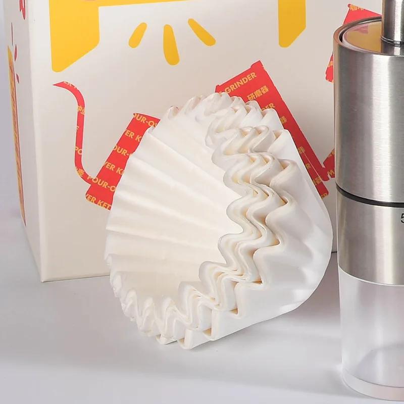 50/100pcs Hand Brewed Coffee Filters,Cake Shape Filter Paper,155 Bowl Shape Filter Paper Wavy 1-2 Cups Portion