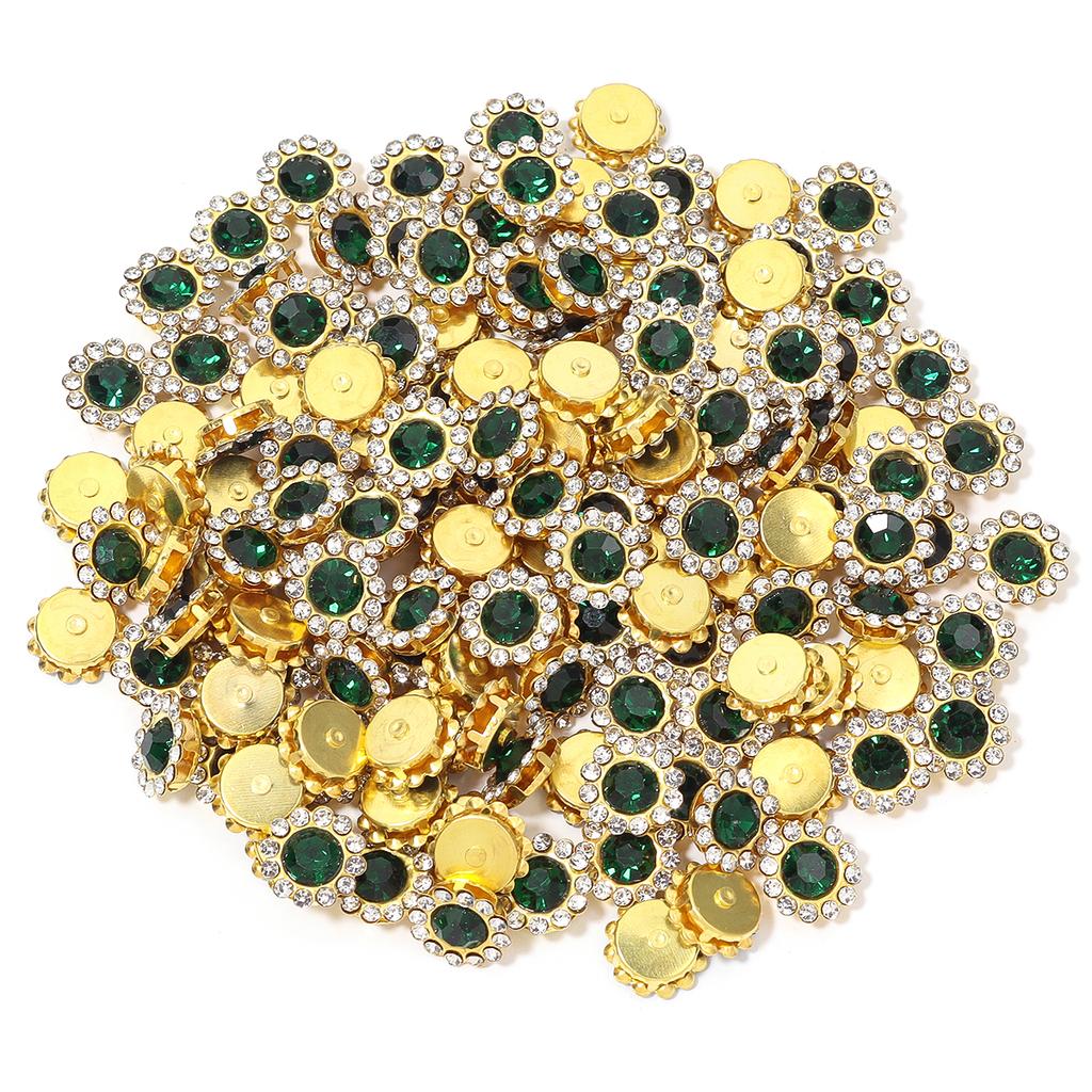10-100pcs/lot Sunflower Rhinestone Pearl Sewing Beads Round Flatback Rhinestones For Clothes Sewing Wedding Headwear Decoration