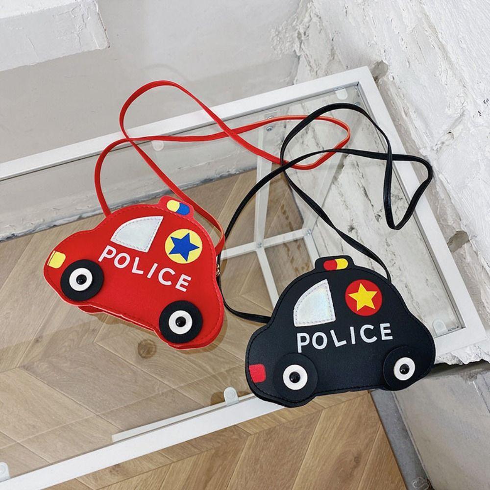 Cute PU Leather Children's Shoulder Bag 3D Splicing Crossbody Bag Cartoon Car Shape Handbag for