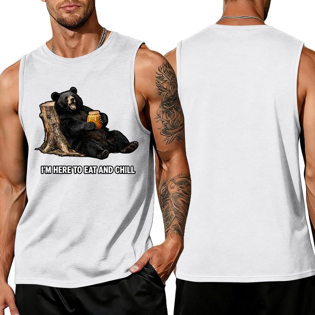 Men's Funny Animal Saying Tank Top - Loose Fit Breathable Summer Vest for Gym and Street