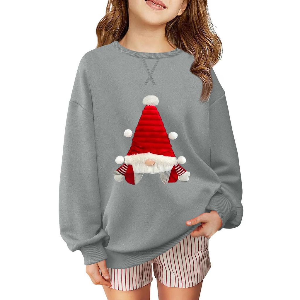 Children's Fashionable Casual Long-sleeved Loose Christmas Print Pullover Sweatshirt