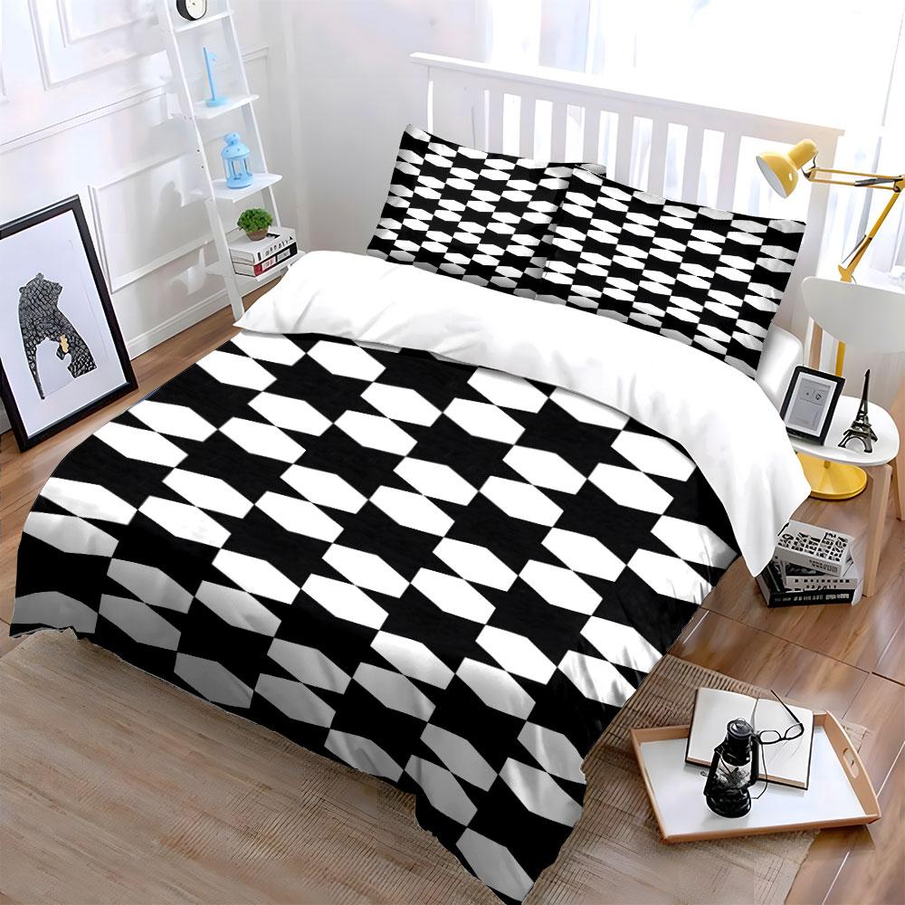 "Bold Geometric Illusions Unfold." Bedding Sets Duvet Covers Pillowcases(1* Duvet Cover 2* Pillowcases Without Duvet Insert)
