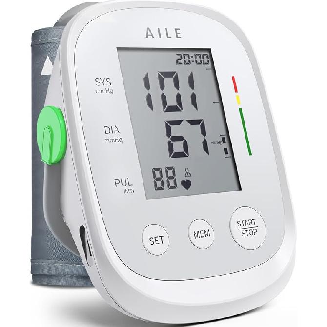 

Монитор артериального давления, AILE Аппарат для измерения артериального давления на плечо, Большая манжета(8.7 -16.5 ), Высокоавтоматические тонометры с манжетой для домашнего использования, (BP) белый