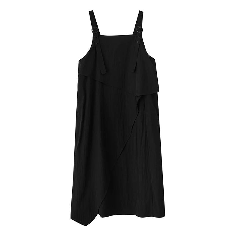 

XITAO Asymmetrical Spaghetti Strap Sleeveless Dress ZMY1286 One Size чёрный