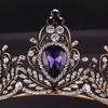 Glow Fashion for Rhinestone Stone Headband Luxury Purple Vintage Crown for Festi