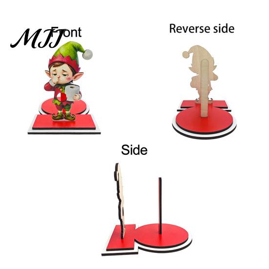 Festive Wood Paper Towel Stand Christmas Holder, Funny Snowman Elf Santa Claus Tissue Holiday Kitchen Countertop Decor Dispenser, Decorative