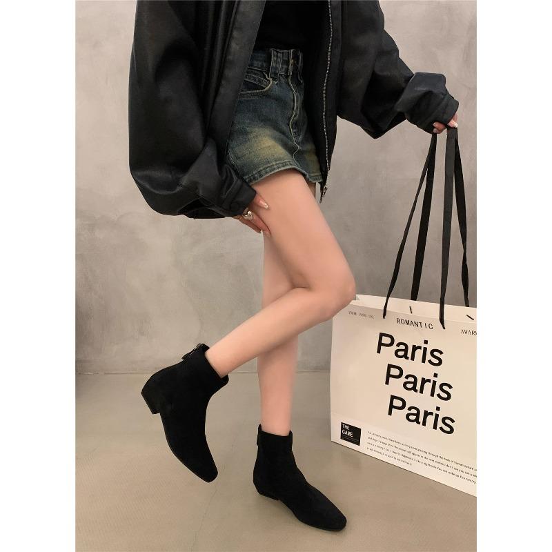 New Maillard Suede Skinny Boots Short Boots Women s Shoes Martin Boots Autumn and Winter Casual Versatile Small Ankle Boots 40 чёрный 3480₽