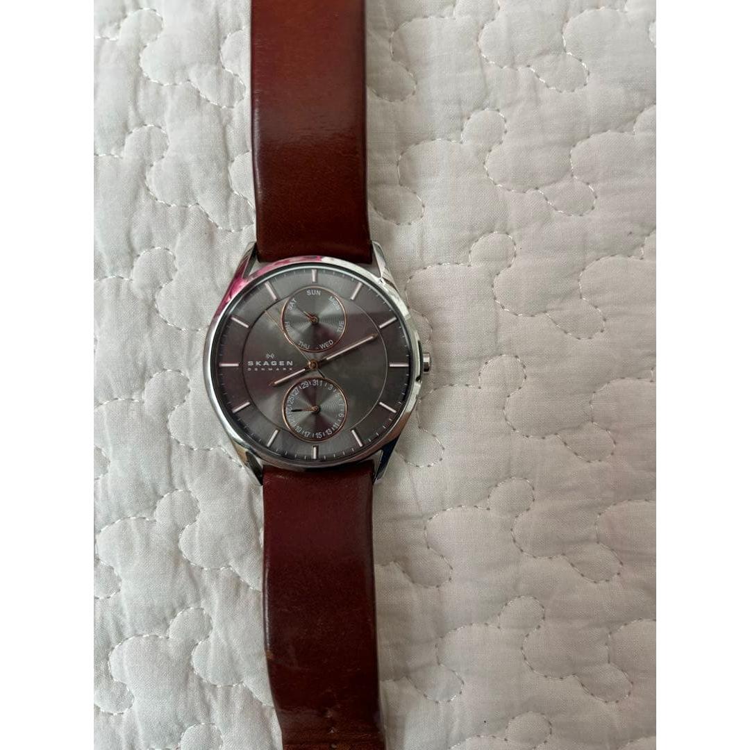 Used SKAGEN watch brown leather belt
