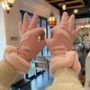 Suede Gloves WoCute Korean Version Plus Velvet Thickened Warm Five Finger Gloves for Students To Prevent Cold Riding Tide