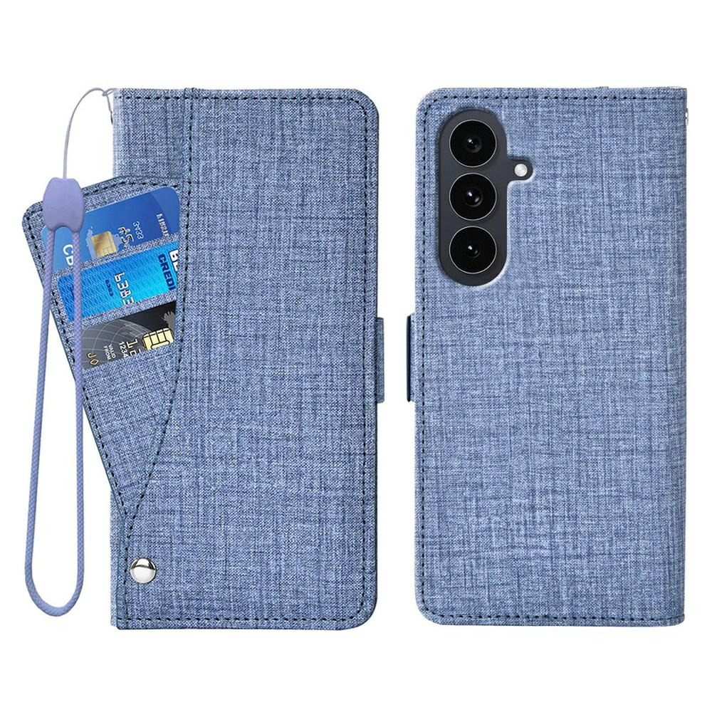 

For Samsung Galaxy A56 5G Case Jean Cloth Texture PU Leather Wallet Phone Cover with Rotating Card Slots