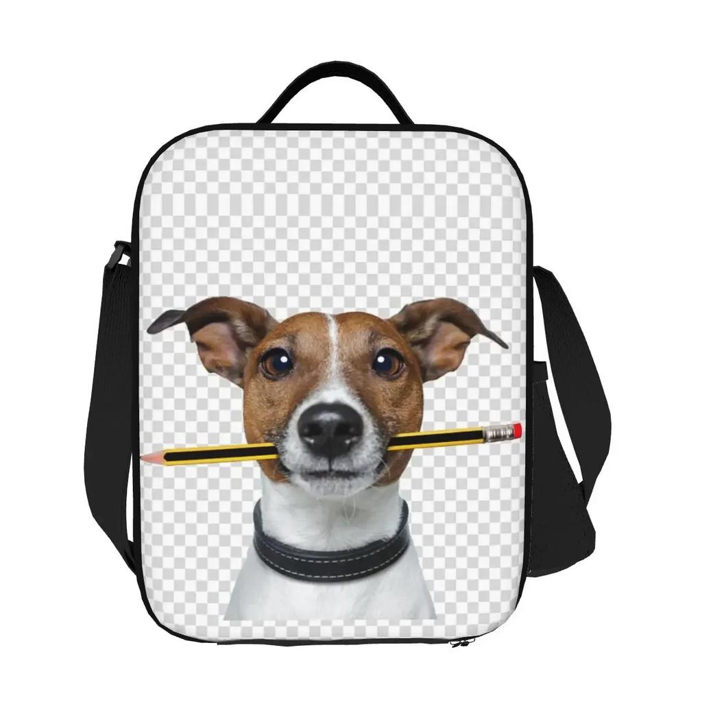 Jack Russell Terrier Dog With Pencil Portable Lunch Box Leakproof Animal Thermal Cooler Food Insulated Lunch Bag School Student